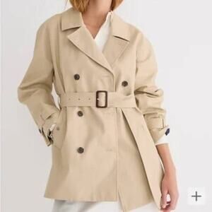 J. Crew Short Trench Coat in Vintage Khaki Size Large NWT